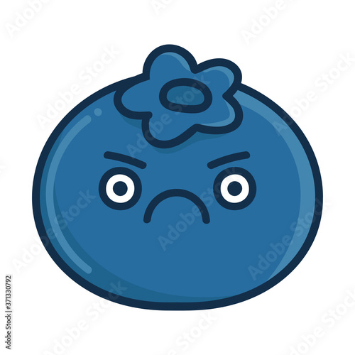 kawaii angry blueberry cartoon illustration