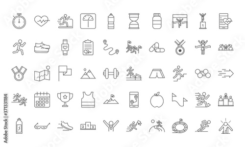 running sport race line icons set design