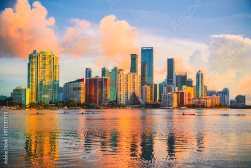 downtown miami florida  at sunset reflections buildings sea people boats cityscape  © Alberto GV PHOTOGRAP