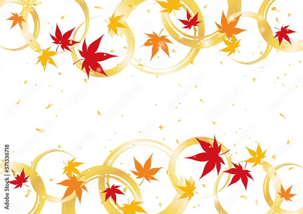 紅葉と円の秋の背景