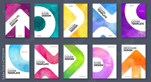 Modern watercolor A4 brochure colour cover template bundle set
