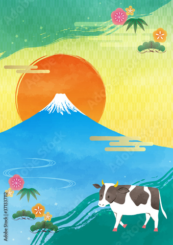 illustration of Mt.Fuji and sky