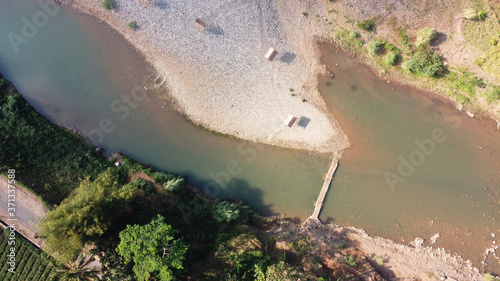 top view a clean tropical river in summer photo