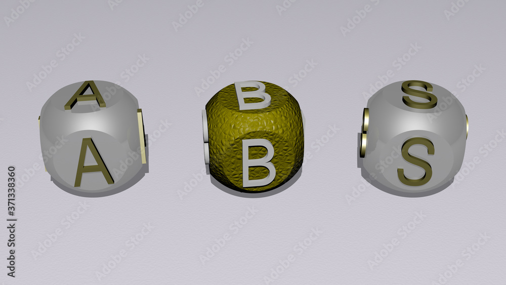 abs text of cubic individual letters - 3D illustration for body and fitness abs text of cubic individual letters - 3D illustration for body and fitness