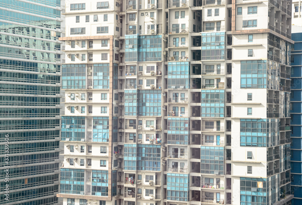 Fototapeta premium Residential living in Manila high rise apartment buildings.