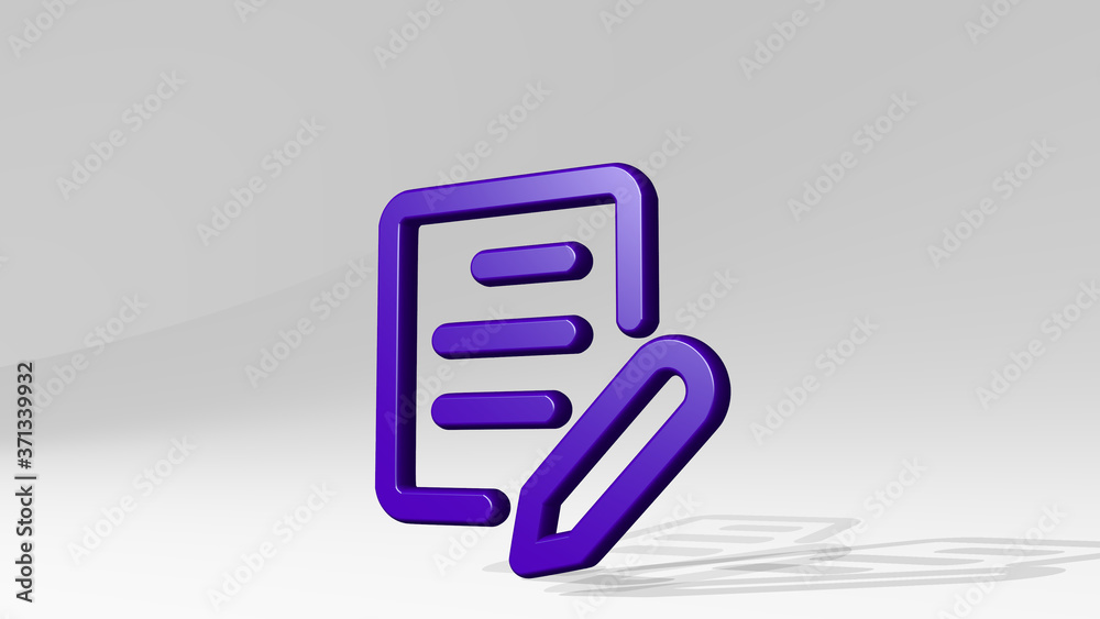 CONTENT PAPER EDIT 3D icon casting shadow - 3D illustration for background and concept