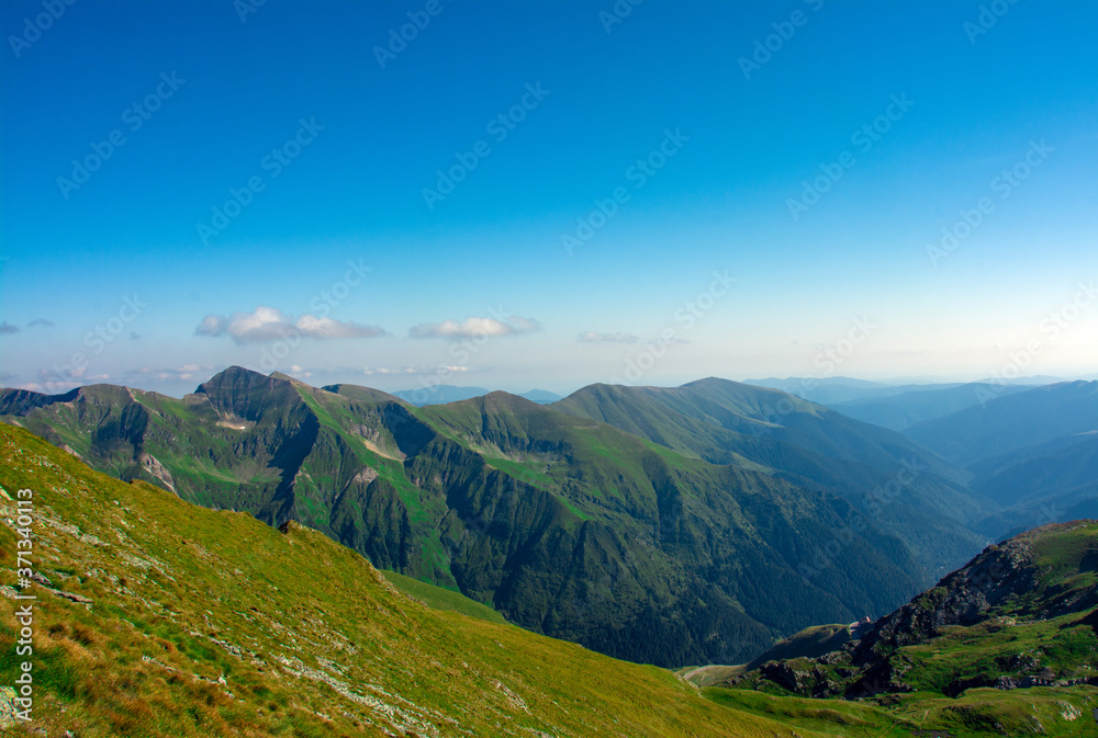 landscape with Fagaras mountains in summer