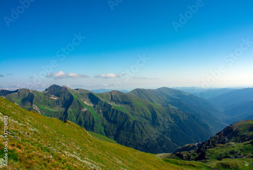 landscape with Fagaras mountains in summer