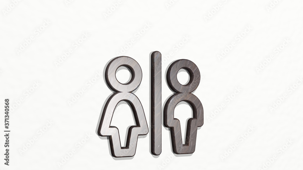 toilet sign 3D icon on the wall - 3D illustration for bathroom and background toilet sign 3D icon on the wall - 3D illustration for bathroom and background