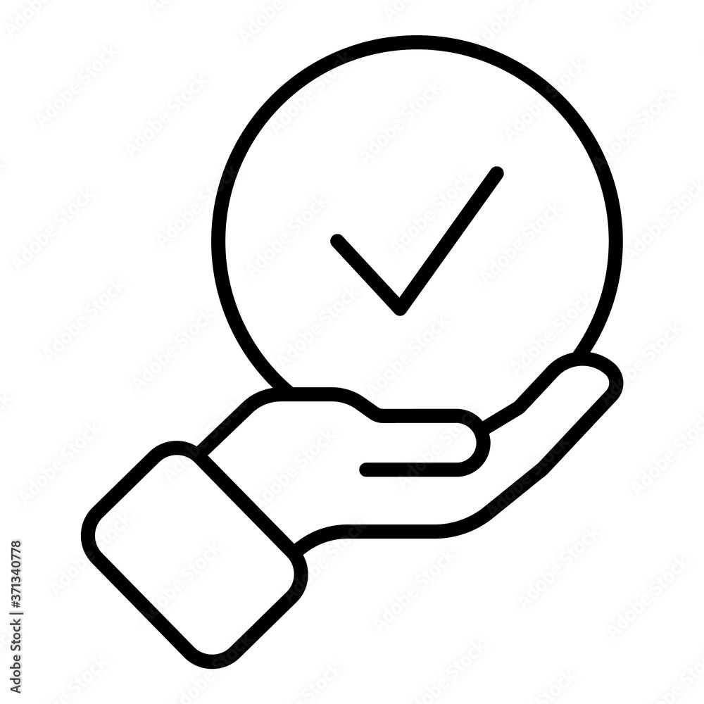 Checkmark In Hand Flat Icon Isolated On White Background Checkmark In Hand Flat Icon Isolated On White Background