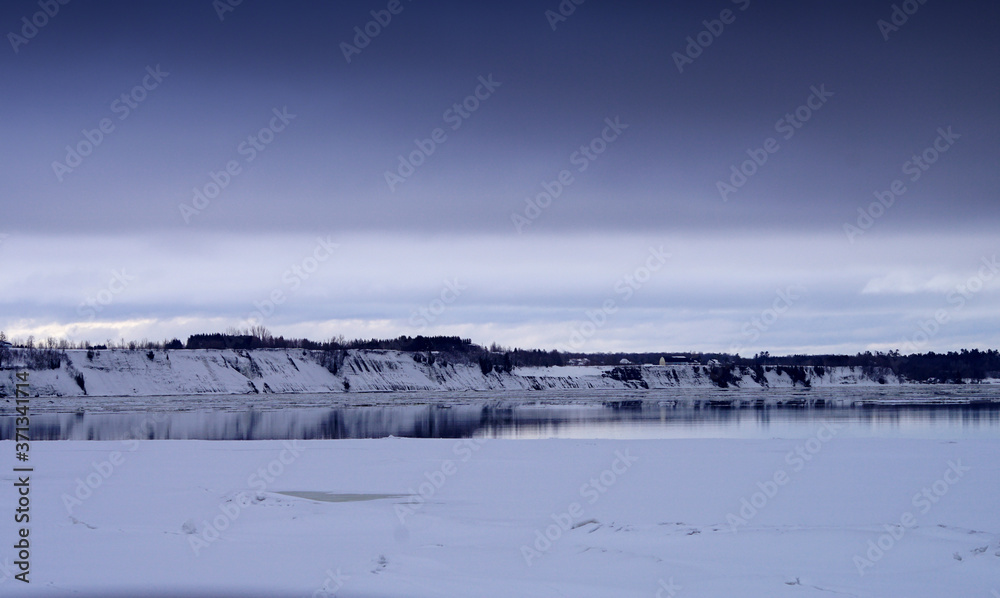 Beautiful Winter scenery of Cap-Santé and the St-Lawrence river Quebec Canada Beautiful Winter scenery of Cap-Santé and the St-Lawrence river Quebec Canada