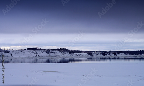 Beautiful Winter scenery of Cap-Santé  and the St-Lawrence river Quebec Canada © Christiane