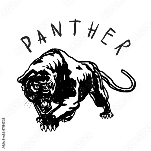 Angry panther head vector illustration. Simple black panther head. Panther logo and mascot