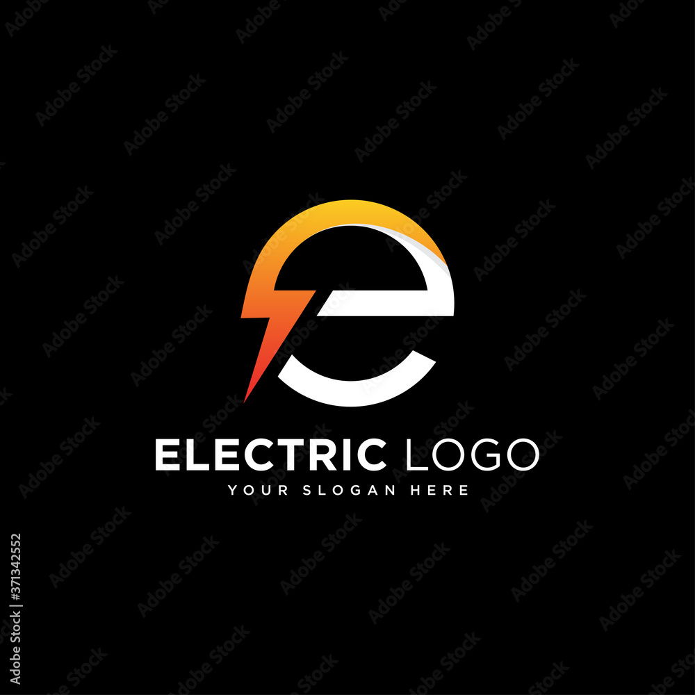 Initial E Letter with Lightning Bolt Logo Vector Design Stock Vector ...