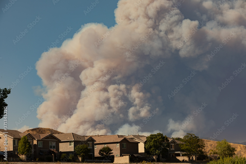 custom made wallpaper toronto digitalCalifornian seasonal fire with high smoke cloud in suburban neighborhood