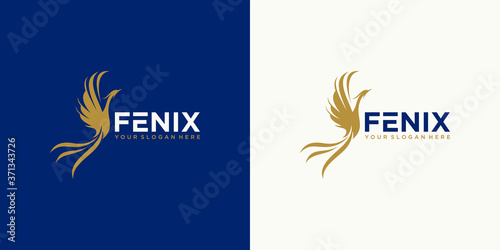 Flying Phoenix Fire Bird abstract Logo design vector template
