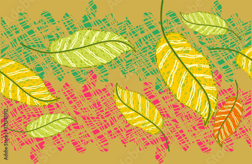 Leaf composition design, romantic landscape vector with leaves, various attractive colors make an exclusive design