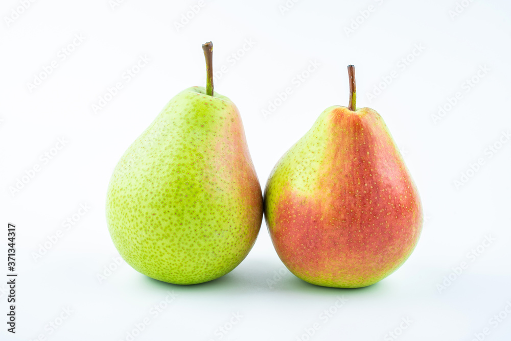 Fresh red crispy pears on white background Fresh red crispy pears on white background