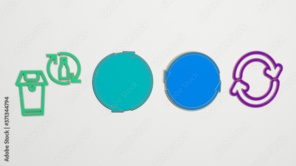 CIRCULAR ARROWS 4 icons set - 3D illustration CIRCULAR ARROWS 4 icons set - 3D illustration