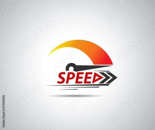Speed, vector logo racing event, with the main elements of the modification speedometer