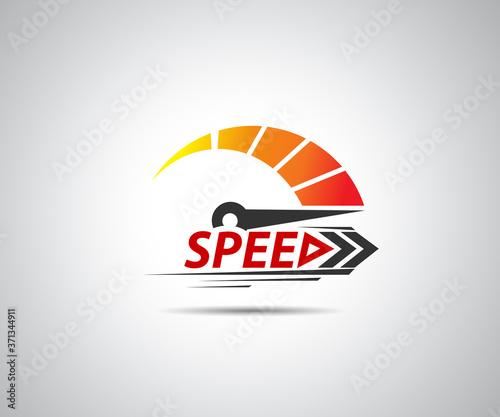 Speed, vector logo racing event, with the main elements of the modification speedometer
