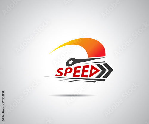 Speed, vector logo racing event, with the main elements of the modification speedometer