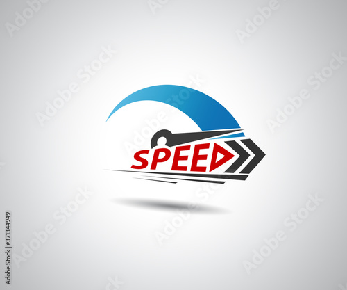 Speed, vector logo racing event, with the main elements of the modification speedometer