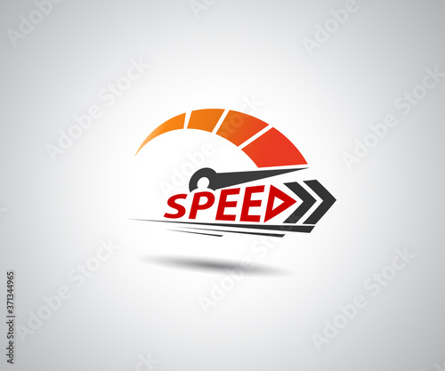 Speed, vector logo racing event, with the main elements of the modification speedometer