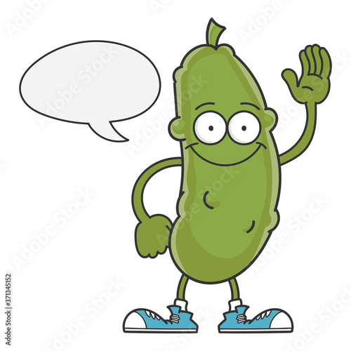 happy smiling dill pickle cartoon character