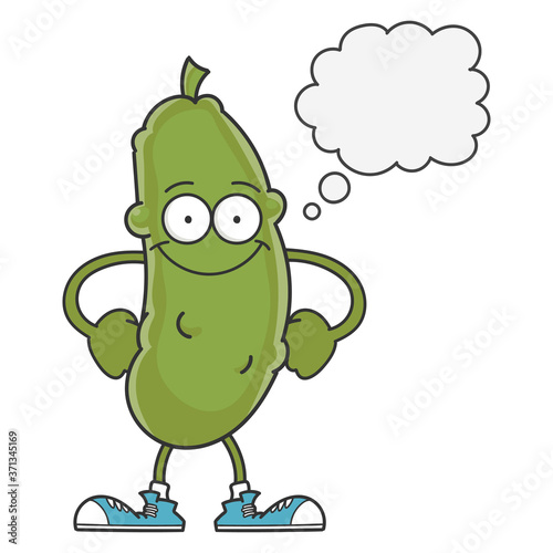 happy smiling dill pickle cartoon character