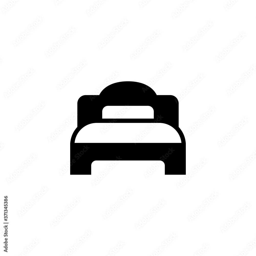 Front Bed icon in black flat glyph, filled style isolated on white background Front Bed icon in black flat glyph, filled style isolated on white background