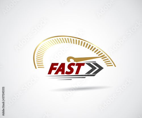 Speed, vector logo racing event, with the main elements of the modification speedometer