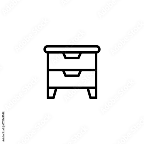 bedside table, nightstand icon  in black line style icon, style isolated on white background