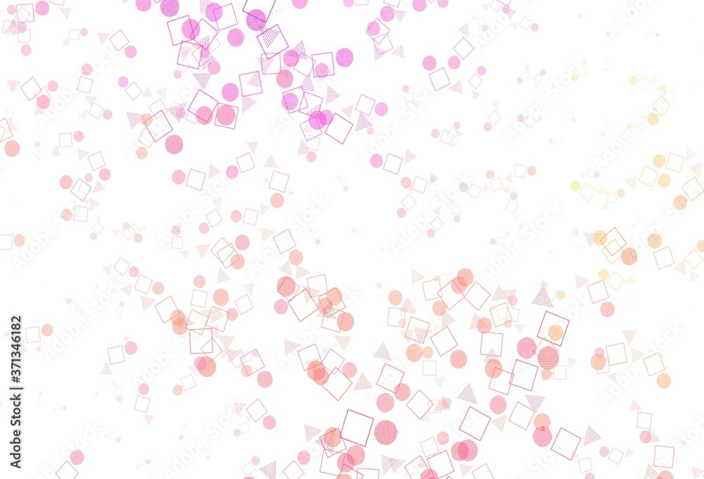 Light Pink, Yellow vector background with triangles, circles, cubes.