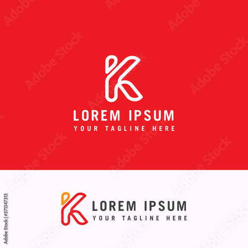 Modern initial letter K logo line vector, letter K minimalist logo design