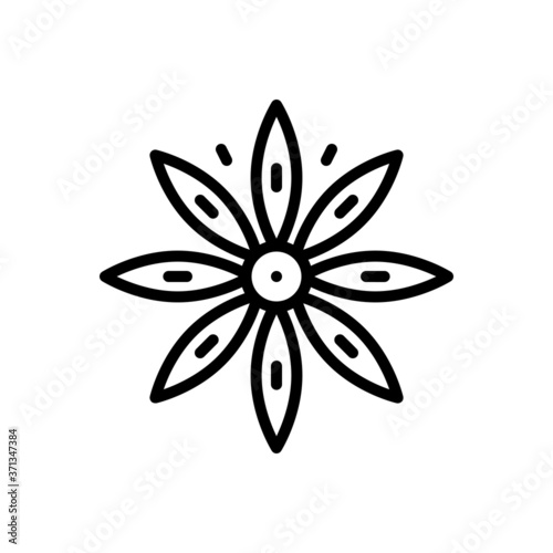 Black line icon for star anise