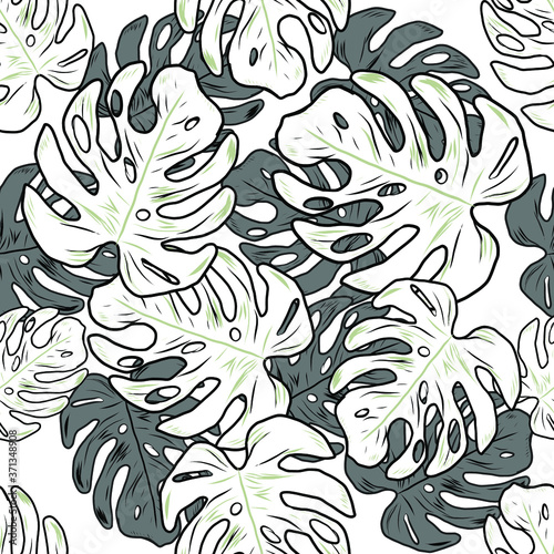 Hibiscus Flower Hawaiian Floral Pattern On white Background. Tropical Flower Seamless repeat patterns