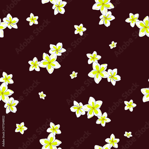 Plumeria Flower Hawaiian Floral Pattern On Red Background. Tropical Flower Seamless repeat patterns