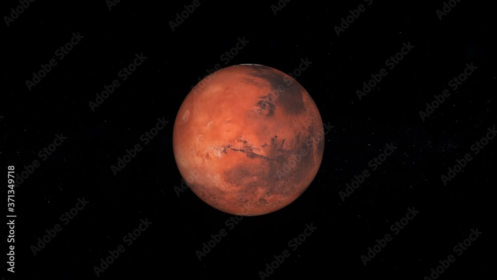 Mars rotating slowly in space. Photo realistic 3D render. Mars rotating slowly in space. Photo realistic 3D render.