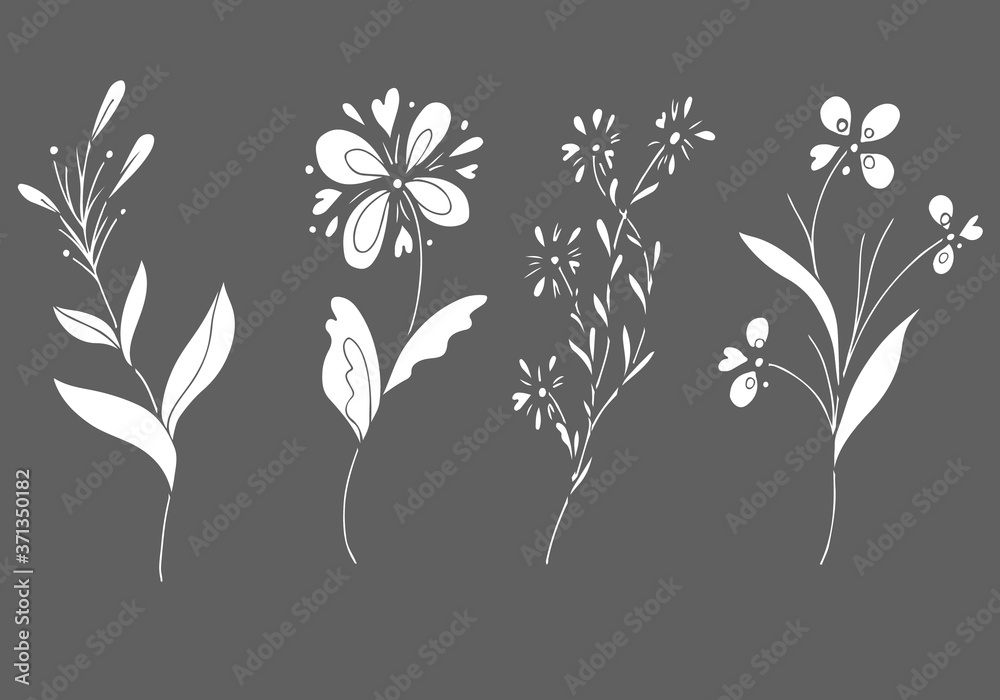 Big outline set of summer tropical flowers. Floral botanical flower set isolated on gray background. Hand drawn vector collection. Botanical Hawaii nature. Tropical palm icon. Hawaiian collection Big outline set of summer tropical flowers. Floral botanical flower set isolated on gray background. Hand drawn vector collection. Botanical Hawaii nature. Tropical palm icon. Hawaiian collection