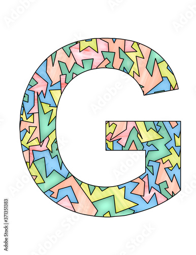 letter G for ad design or text with stained glass style