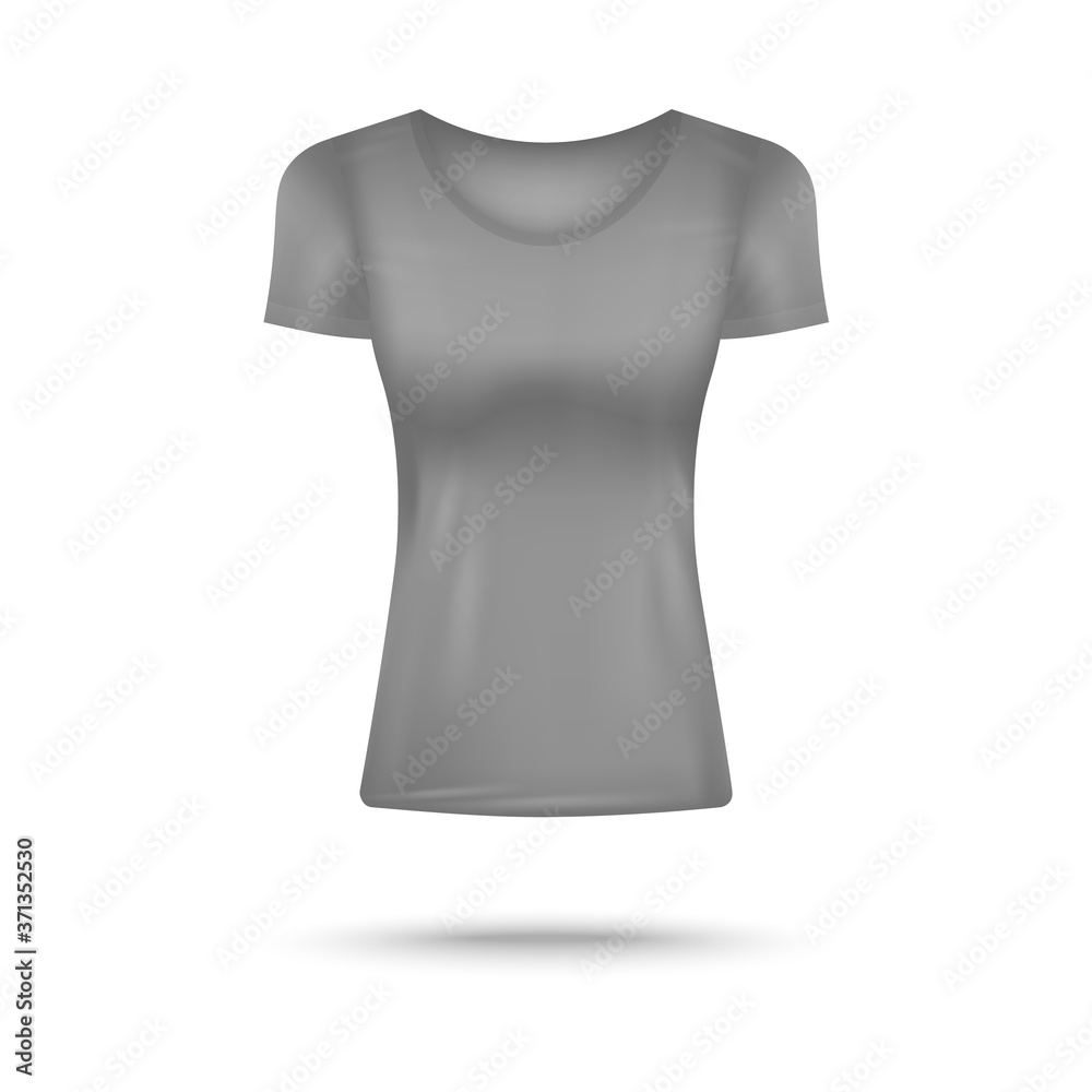 Slim fit grey women's T-shirt with blank copy space - realistic mockup Slim fit grey women's T-shirt with blank copy space - realistic mockup