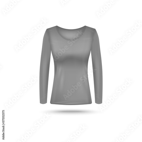 Grey women's shirt with long sleeve - realistic mockup with blank copy space