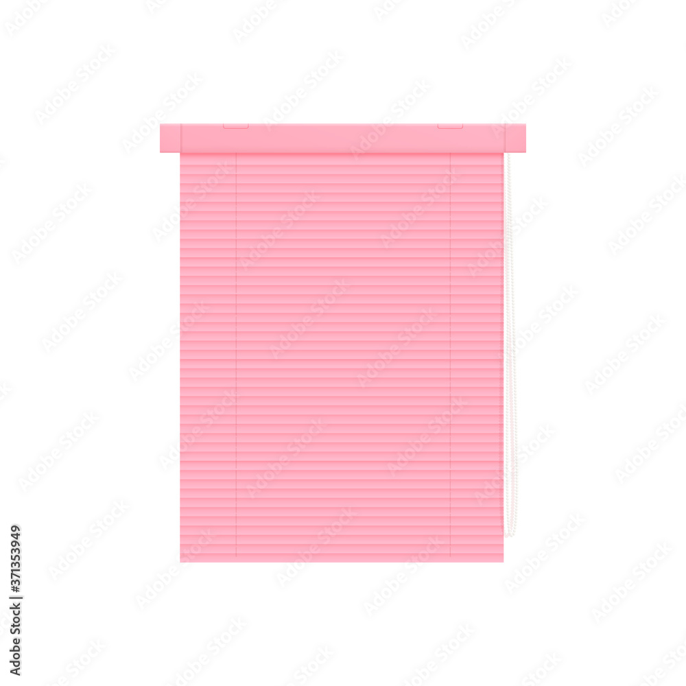 Window pink blinds or jalousie realistic vector illustration mockup isolated.