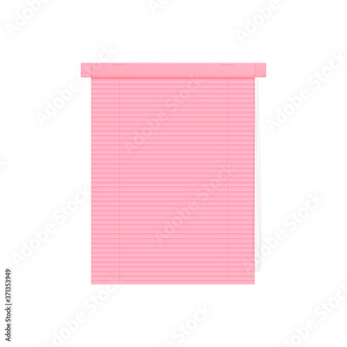 Window pink blinds or jalousie realistic vector illustration mockup isolated.