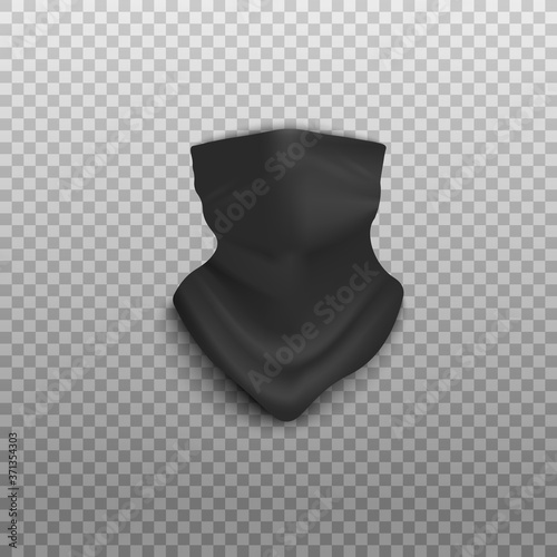 Black bandana mockup isolated on transparent background