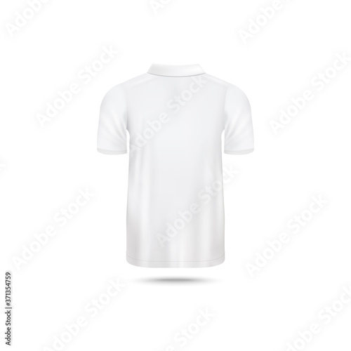 White men's T-shirt with collar seen from back view - realistic mockup