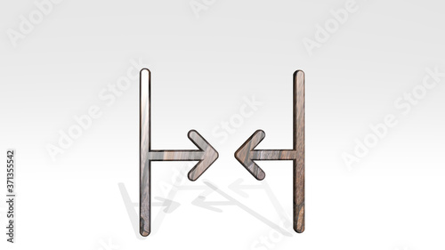 SHRINK HORIZONTAL 3D icon standing on the floor - 3D illustration for background and abstract