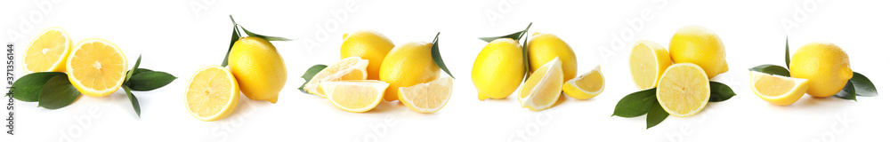 Ripe lemons on white background Ripe lemons on white background