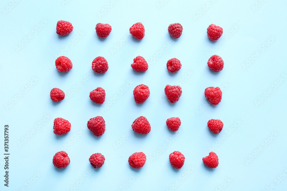 Tasty ripe raspberries on color background Tasty ripe raspberries on color background